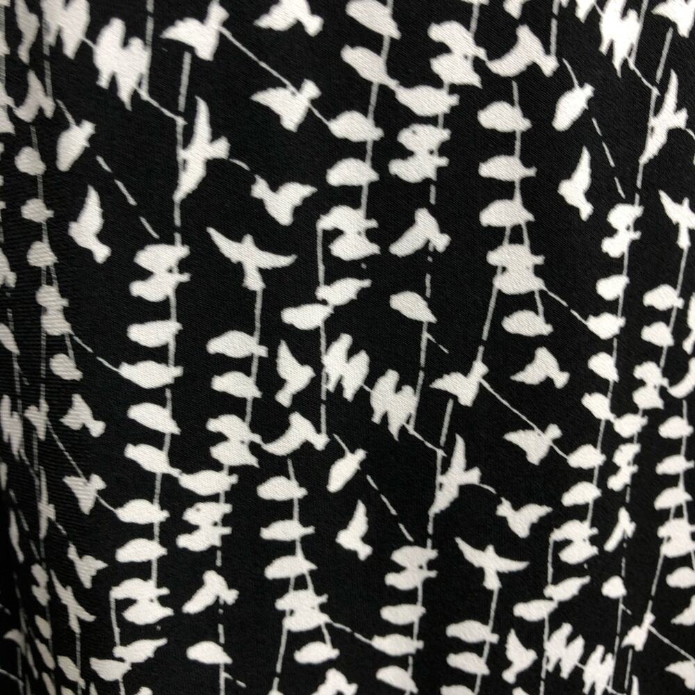 Brooks Brothers black white bird print faux wrap midi dress size Small - Picture 9 of 16